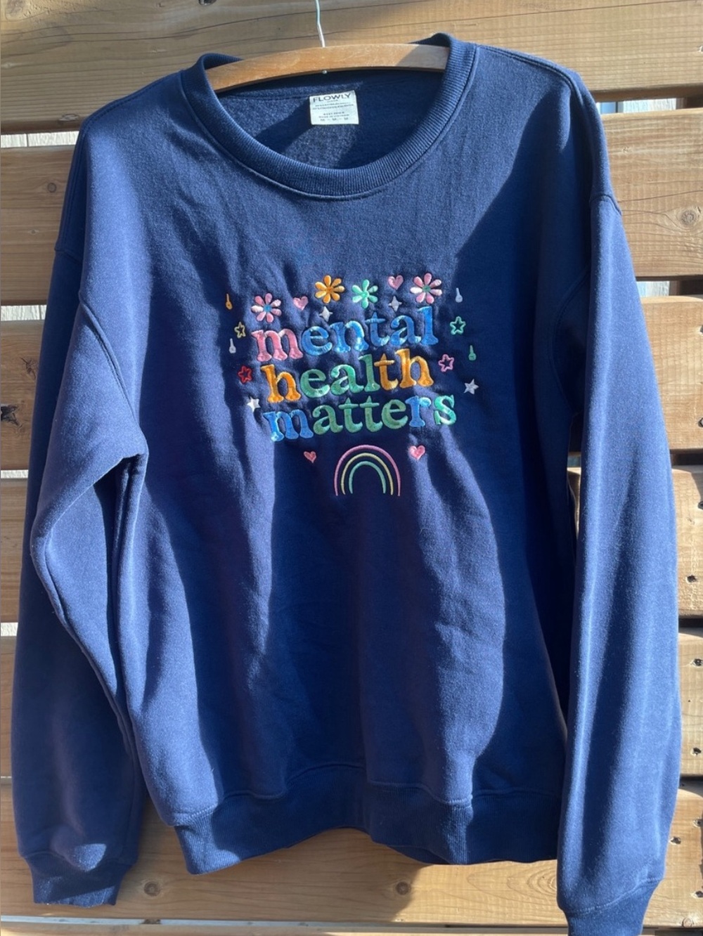 Comfort Colors Navy Embroidered "Mental Health Matters" Sweatshirt